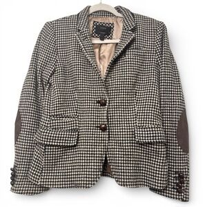 J. Crew Schoolboy Houndsooth Wool Leather Elbow Patch Blazer